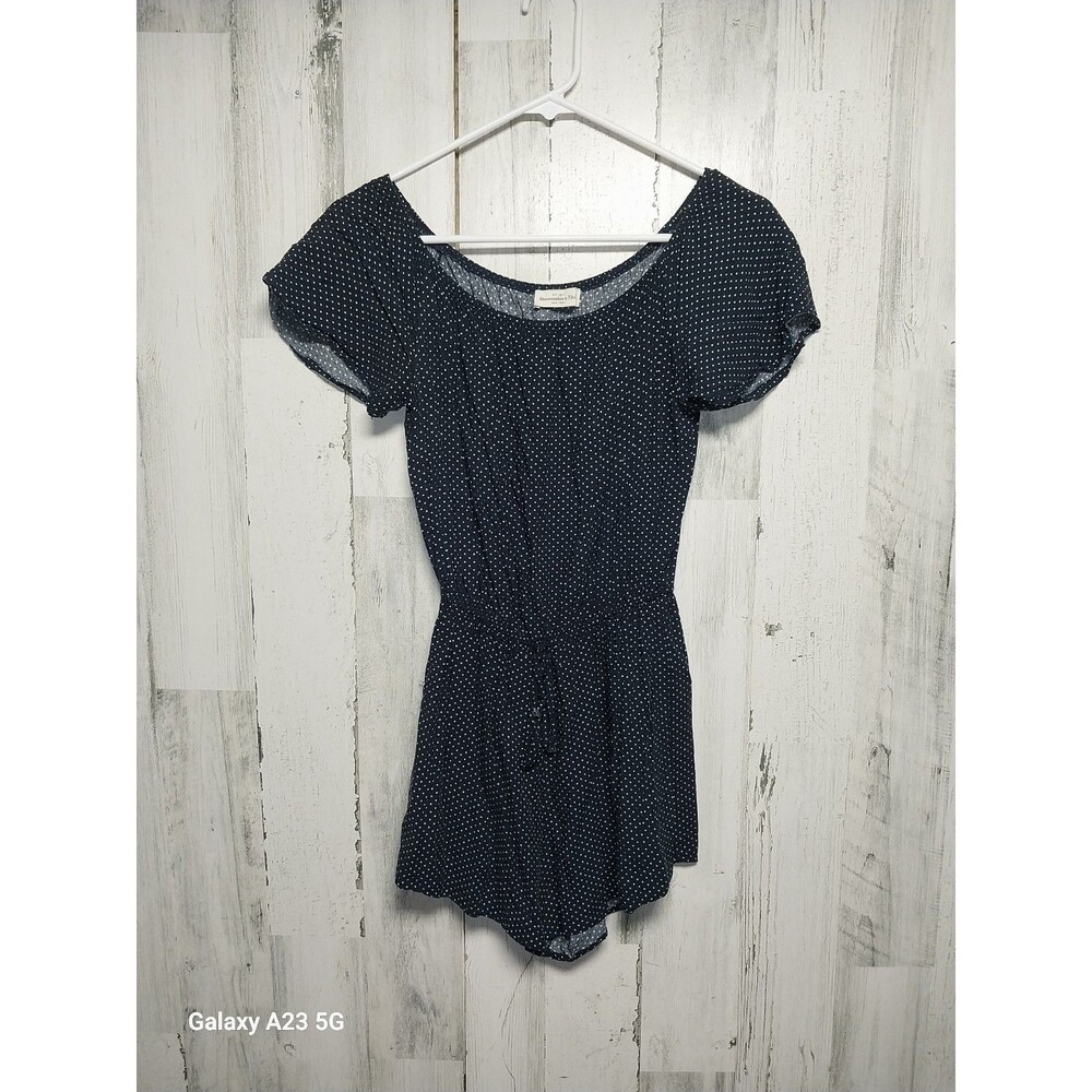Abercrombie & Fitch Women's Medium Navy Blue Polka Dot Romper